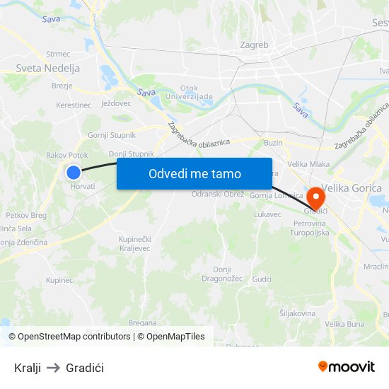 Kralji to Gradići map