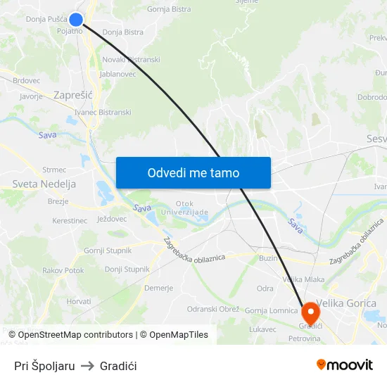 Pri Špoljaru to Gradići map