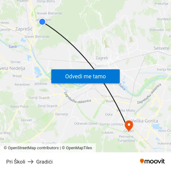 Pri Školi to Gradići map