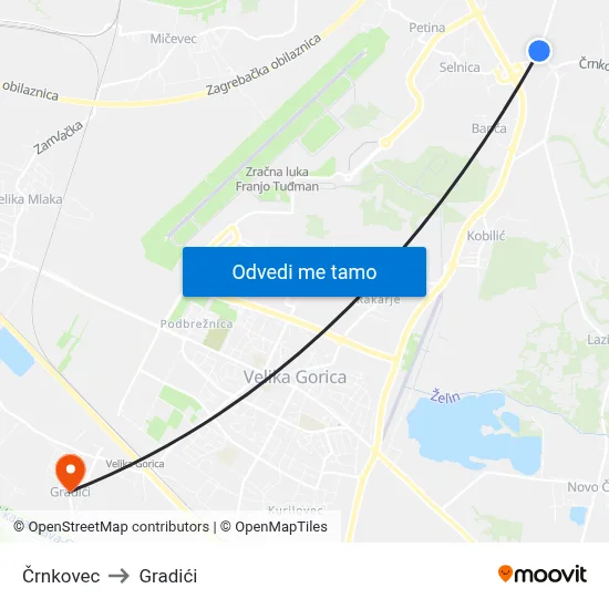 Črnkovec to Gradići map