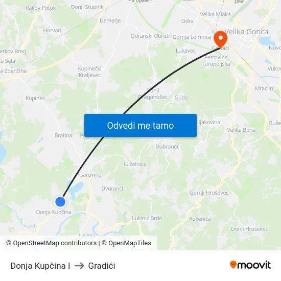 Donja Kupčina I to Gradići map