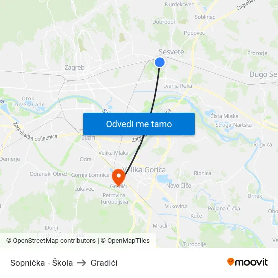 Sopnička - Škola to Gradići map