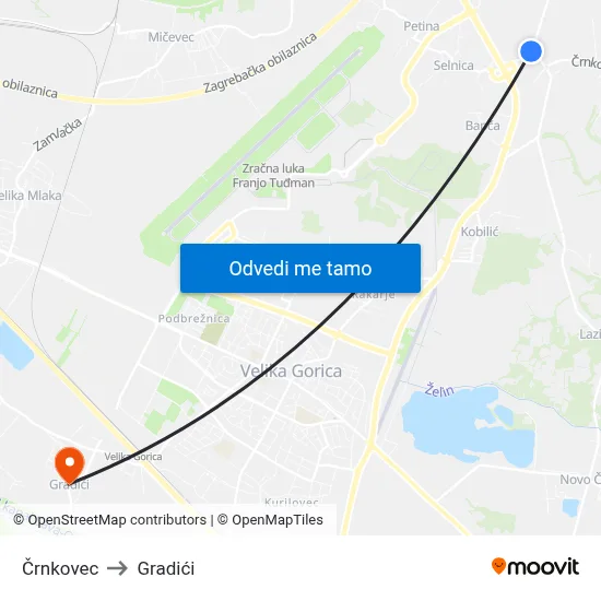 Črnkovec to Gradići map