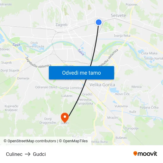 Culinec to Gudci map