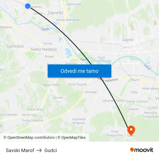 Savski Marof to Gudci map
