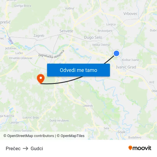 Prečec to Gudci map