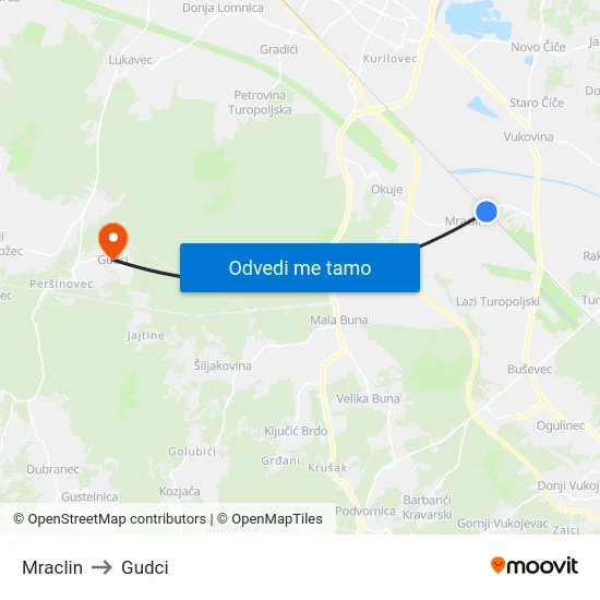 Mraclin to Gudci map