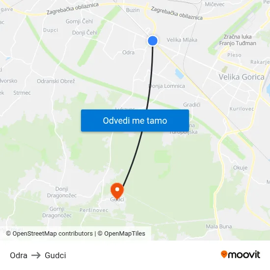 Odra to Gudci map