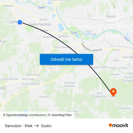 Samobor - Klek to Gudci map