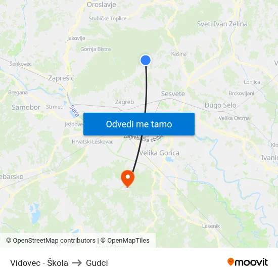 Vidovec - Škola to Gudci map