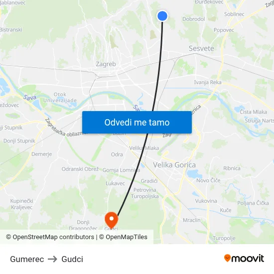 Gumerec to Gudci map