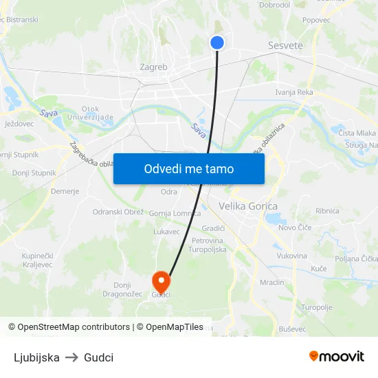 Ljubijska to Gudci map