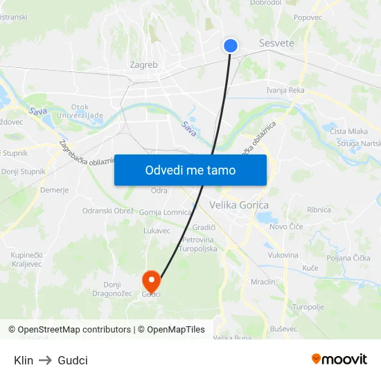 Klin to Gudci map
