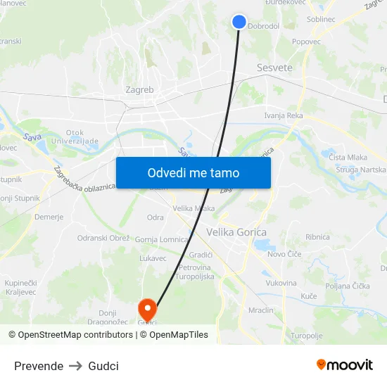 Prevende to Gudci map