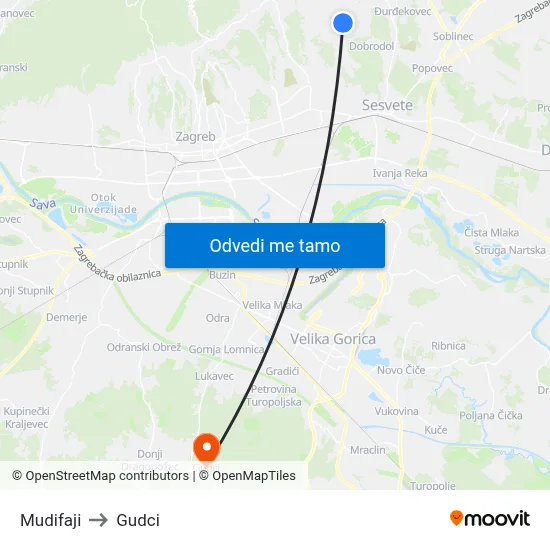 Mudifaji to Gudci map
