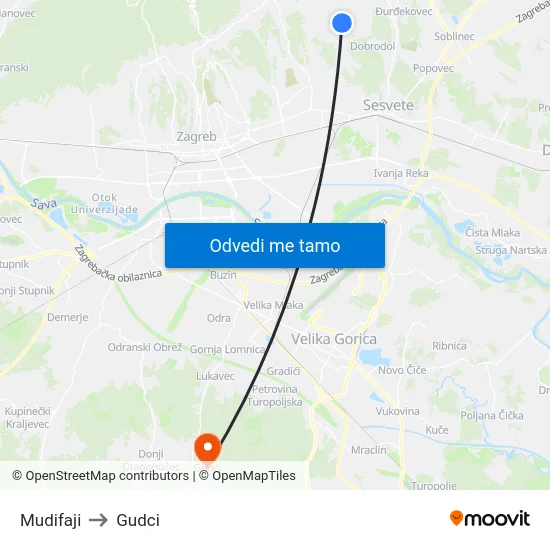 Mudifaji to Gudci map