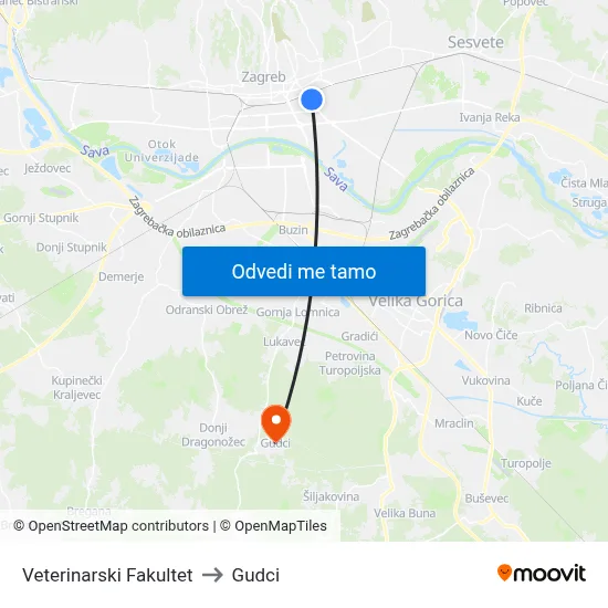Veterinarski Fakultet to Gudci map
