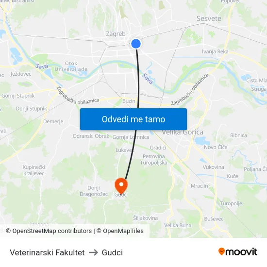 Veterinarski Fakultet to Gudci map