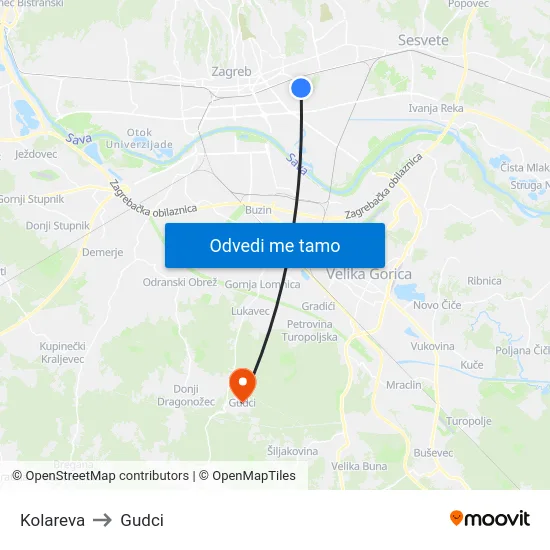 Kolareva to Gudci map