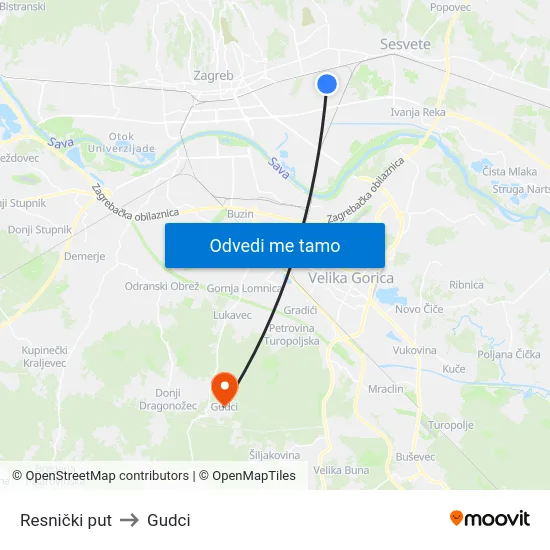 Resnički put to Gudci map