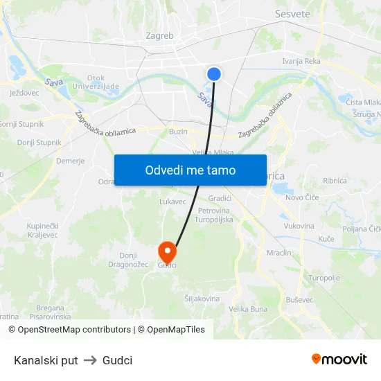 Kanalski put to Gudci map