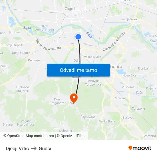 Dječji Vrtić to Gudci map