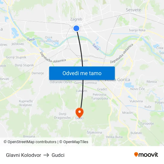 Glavni Kolodvor to Gudci map