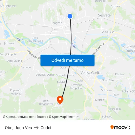 Oboj-Jurja Ves to Gudci map