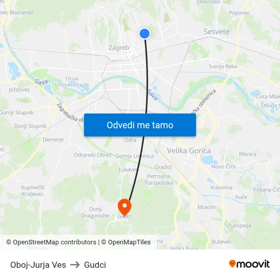 Oboj-Jurja Ves to Gudci map