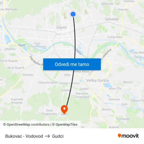Bukovac - Vodovod to Gudci map