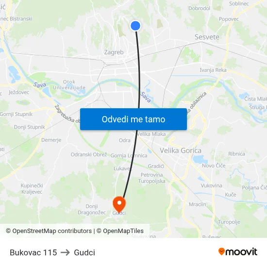 Bukovac 115 to Gudci map