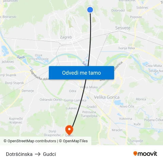 Dotršćinska to Gudci map