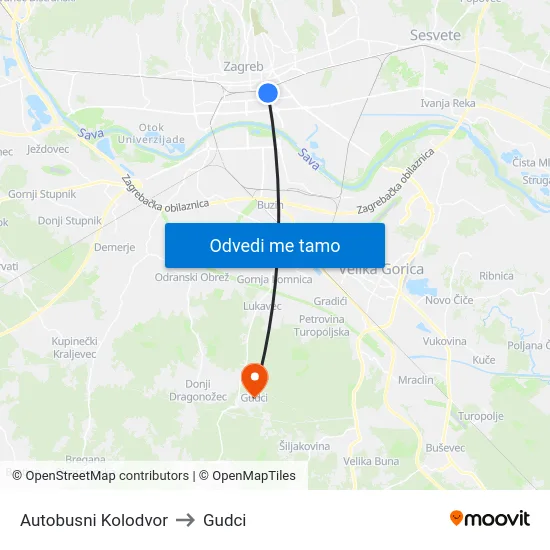 Autobusni Kolodvor to Gudci map