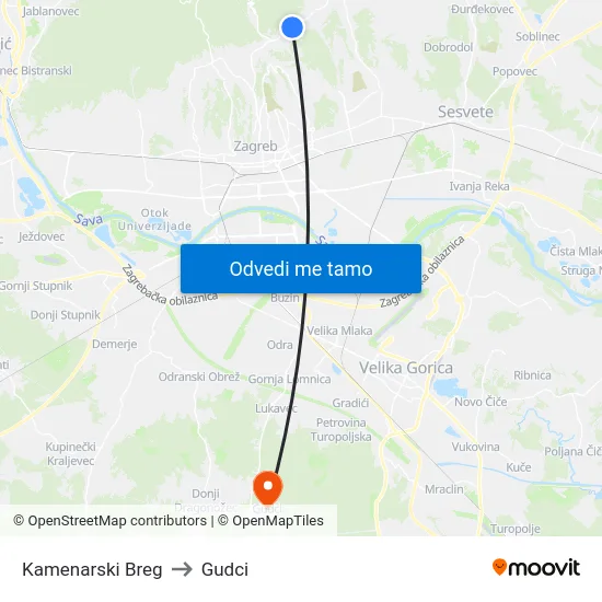 Kamenarski Breg to Gudci map