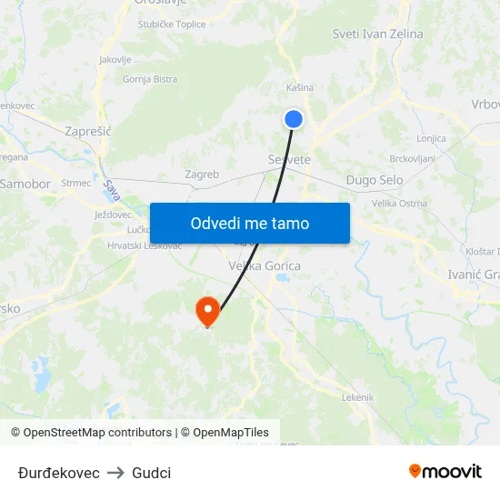 Đurđekovec to Gudci map