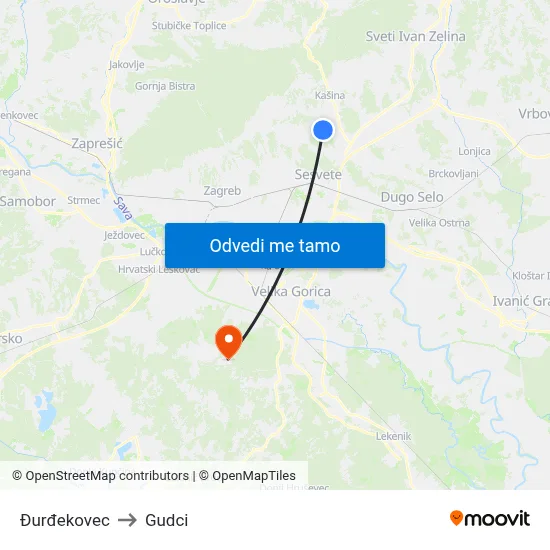 Đurđekovec to Gudci map