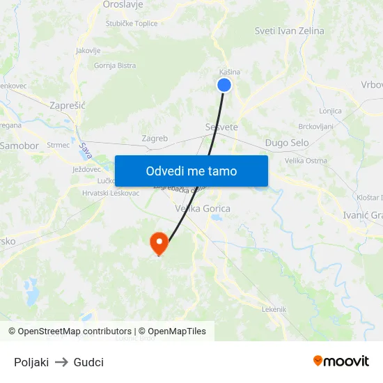 Poljaki to Gudci map