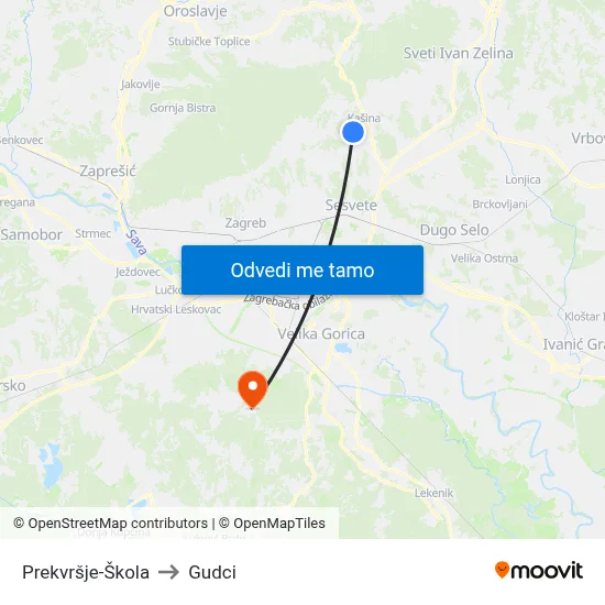 Prekvršje-Škola to Gudci map