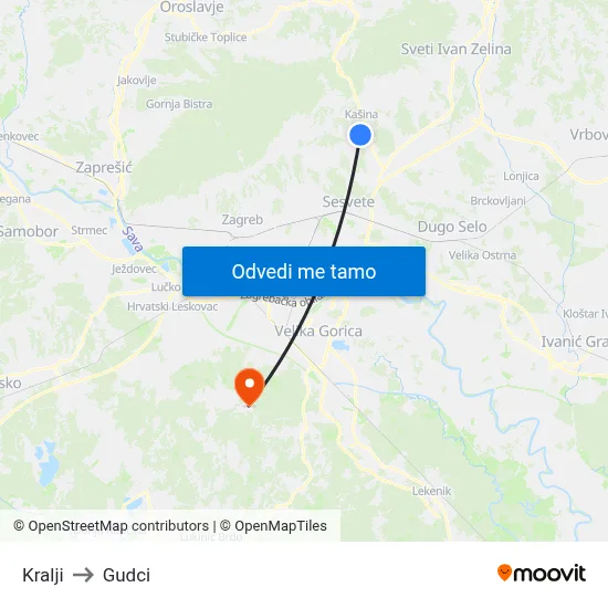 Kralji to Gudci map