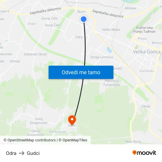 Odra to Gudci map