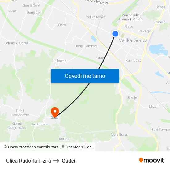 Ulica Rudolfa Fizira to Gudci map