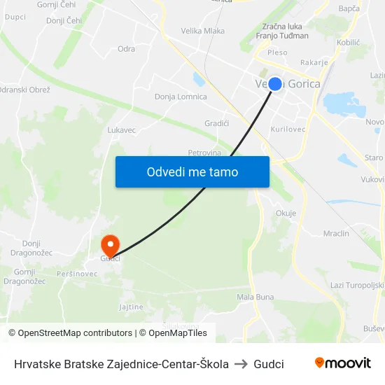 Hrvatske Bratske Zajednice-Centar-Škola to Gudci map