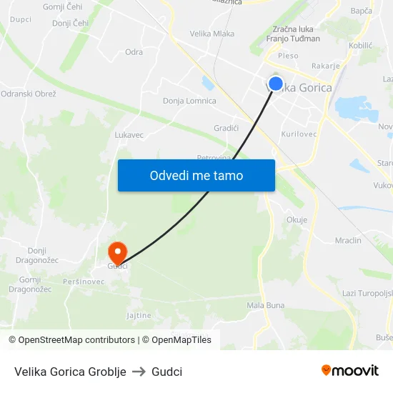 Velika Gorica Groblje to Gudci map