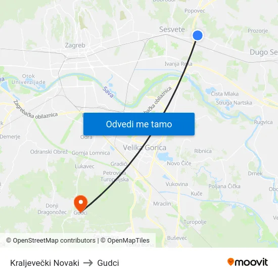 Kraljevečki Novaki to Gudci map
