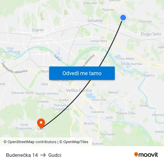 Budenečka 14 to Gudci map