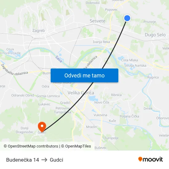 Budenečka 14 to Gudci map