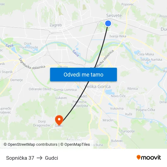 Sopnička 37 to Gudci map