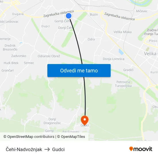 Čehi-Nadvožnjak to Gudci map