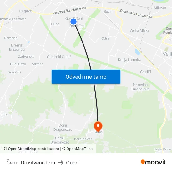 Čehi - Društveni dom to Gudci map