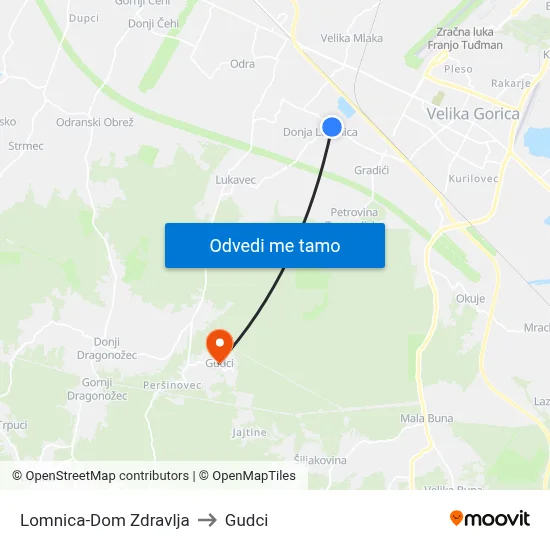 Lomnica-Dom Zdravlja to Gudci map